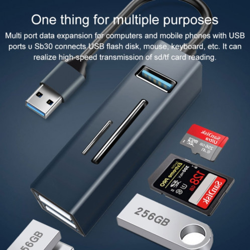 15102 5 en 1 USB-C / Type-C vers USB3.0 + Adaptateur HUB pour lecteur de carte SD / TF (Argent) SH208S930-07