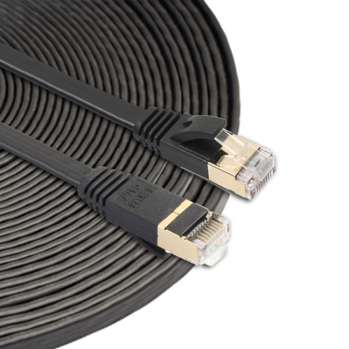 15m CAT7 10 Gigabit Ethernet câble de raccordement ultra plat pour modem réseau LAN routeur Construit avec des connecteurs RJ45 blindés (noir) S1242B1857-03