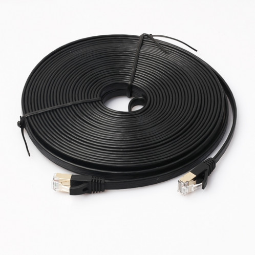 15m CAT7 10 Gigabit Ethernet câble de raccordement ultra plat pour modem réseau LAN routeur Construit avec des connecteurs RJ45 blindés (noir) S1242B1857-03