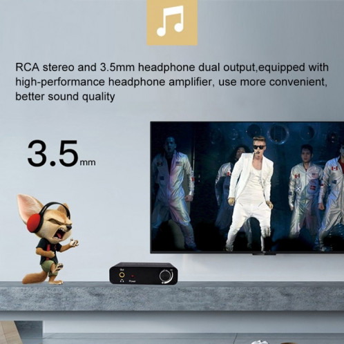 192KHz DAC Converter HD HIFI optique à RCA + 3.5mm casque audio 5.1 canaux numérique convertisseur audio avec contrôle du volume SH13561159-010