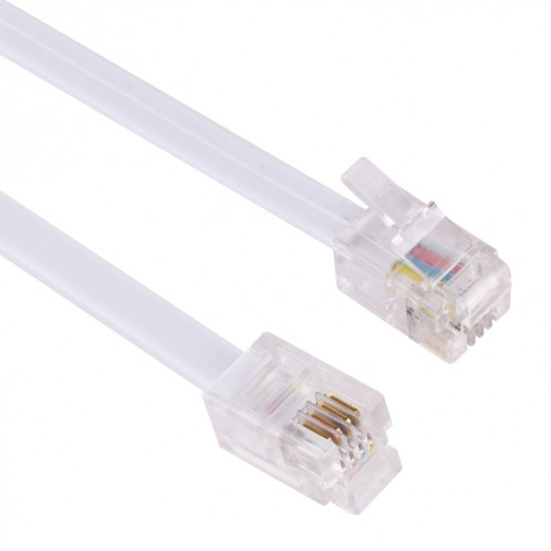 Câble de cordon de câble de bobine d'extension téléphonique à ressort RJ11 mâle à 4 noyaux, longueur extensible: 2 m (blanc) SH380W944-04