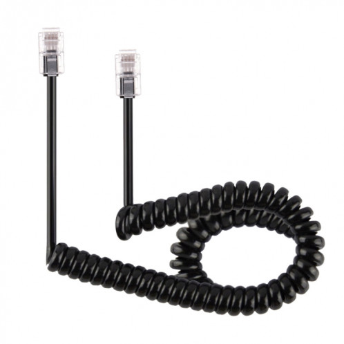 4 câble de câble de câble de bobine de prolongation de téléphone de noyau masculin à mâle RJ11, longueur d'extension: 3m (noir) S413811841-04