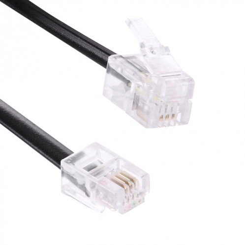 4 câble de câble de câble de bobine de prolongation de téléphone de noyau masculin à mâle RJ11, longueur d'extension: 3m (noir) S413811841-04