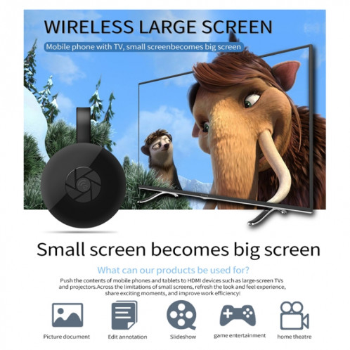 MiraScreen G2 WiFi WiFi WiFi Dongle Récepteur Dongle Airplay Miracast DLNA 4K UHD RK3660 TV Stick pour iPhone, Samsung et autres smartphones (Noir) SH504B405-08