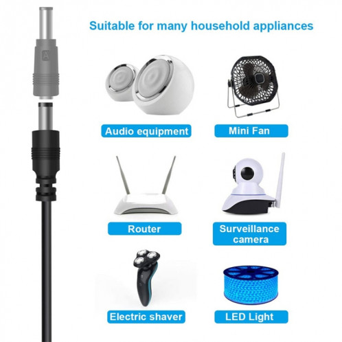 Cordon d'alimentation 12 en 1 DC Câble d'alimentation USB Multi-fonction Câble de charge USB (noir) SH15131354-07