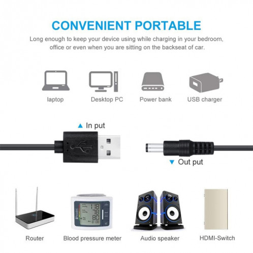 Cordon d'alimentation 12 en 1 DC Câble d'alimentation USB Multi-fonction Câble de charge USB (noir) SH15131354-07