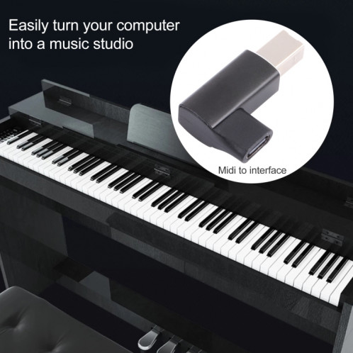USB-C / TYPE C femelle à l'adaptateur masculin MIDI USB 2.0 B pour instrument électronique / imprimante / scanner / piano (noir) SH514B1403-07