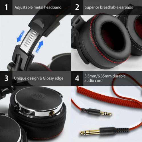 Oneodio Pro-50 Tri-Band équilibré HIFI WIRECT casque filaire (noir) SO588B645-07