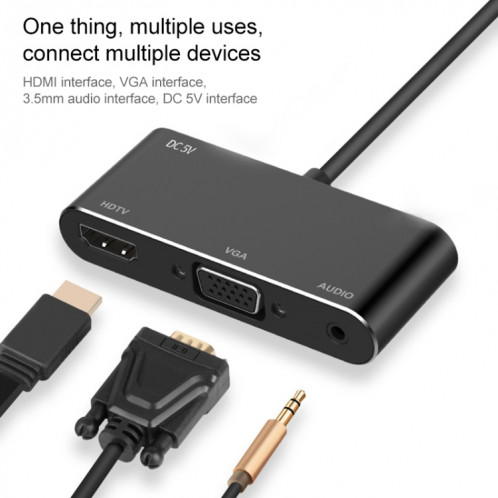 7585B 3 en 1 micro USB / 8 broches / type-C à VGA / HDTV / AV Adaptateur HD Mobile HD Ecran Vecteur (Blanc) SH601W1795-08