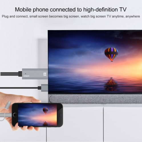 ONTEN OTN-7537A 3 en 1 1080P Mobile HD Screen Player Câble d'adaptateur (gris) SO602H726-08