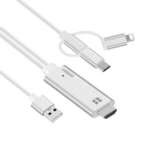 ONTEN OTN-7537A 3 en 1 1080P Mobile HD Screen Player Câble d'adaptateur (argent) SO602S374-08