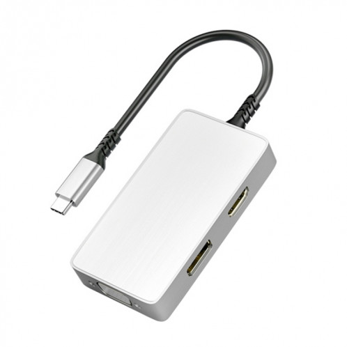 ULT-UNITE 5 en 1 USB-C / TYPE-C à 3.5mm Audio + VGA + DP + HDMI + Port PD Adaptateur de moyeu multifonctionnel (blanc) SU663W1188-07