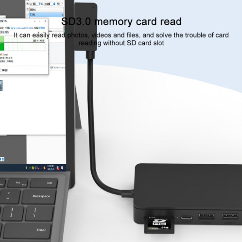 ONTE OT-65002 12 en 1 type multifonctionnel de type-C + USB + RJ45 + station d'accueil HDMI (Noir) SO671B1074-013