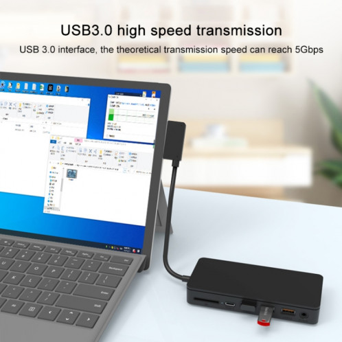 ONTE OT-65002 12 en 1 type multifonctionnel de type-C + USB + RJ45 + station d'accueil HDMI (Noir) SO671B1074-013