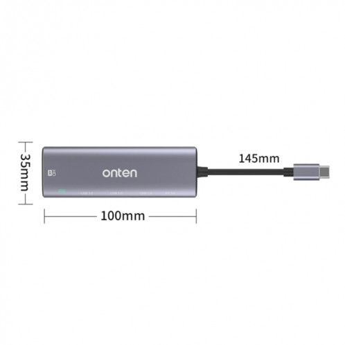 ONTEN OT-95123 5 en 1 Station d'accueil HDMI Type-C + USB + HDMI, Longueur du câble: 145mm (argent) SO672S13-016