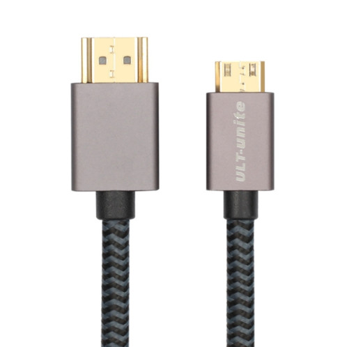 Tête plaquée doré ultime HDMI 2.0 mâle à mini câble tressé en nylon mâle HDMI, longueur de câble: 2m (noir) SU678B509-05