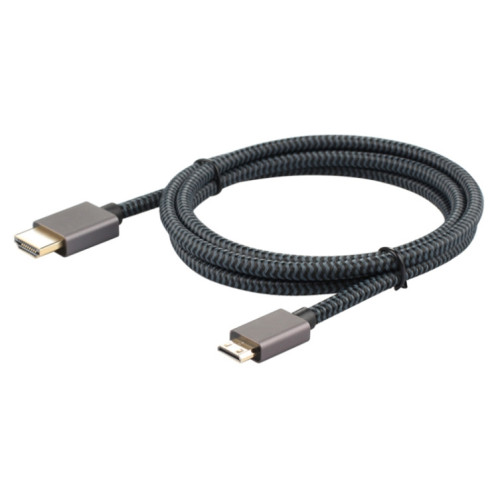 Tête plaquée doré ultime HDMI 2.0 mâle à mini câble tressé en nylon mâle HDMI, longueur de câble: 2m (noir) SU678B509-05