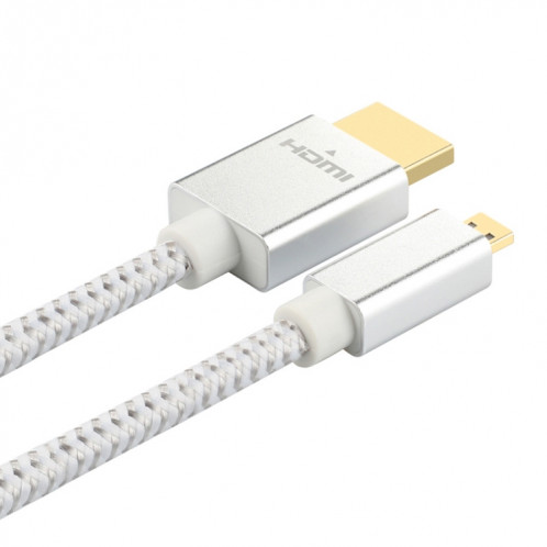 Tête plaquée or ultime HDMI mâle HDMI à micro HDMI câble tressé en nylon mâle, longueur de câble: 2m (argent) SU699S440-06