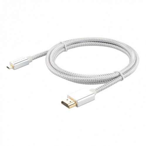 Tête plaquée or ultime HDMI mâle HDMI à micro HDMI câble tressé en nylon mâle, longueur de câble: 2m (argent) SU699S440-06