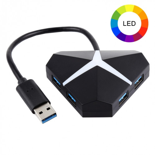 Adaptateur de concentrateur USB 3.0 à 4 ports Super Speed ​​5 Gbps, longueur de câble: environ 20 cm (noir) SH17741642-08