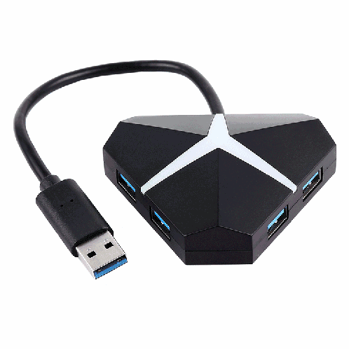 Adaptateur de concentrateur USB 3.0 à 4 ports Super Speed ​​5 Gbps, longueur de câble: environ 20 cm (noir) SH17741642-08