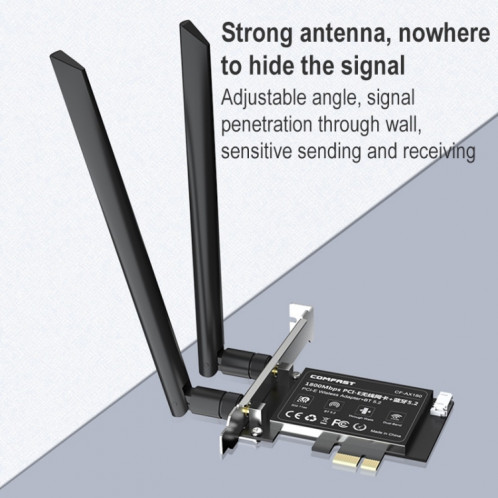 Comfast CF-AX180 1800MBPS PCI-E Bluetooth 5.2 Carte réseau sans fil WiFi 6 sans dissipateur de chaleur SC1788308-07