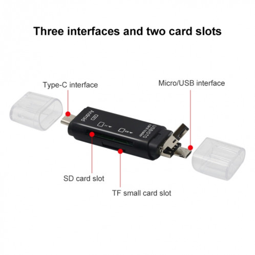 D-178 5 en 1 lecteur de carte multifonction de type-C / USB-C (noir) SH861B1121-07
