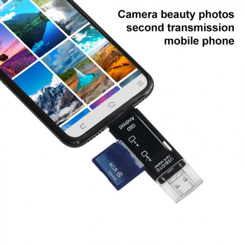 D-178 5 en 1 lecteur de carte multifonction de type-C / USB-C (noir) SH861B1121-07