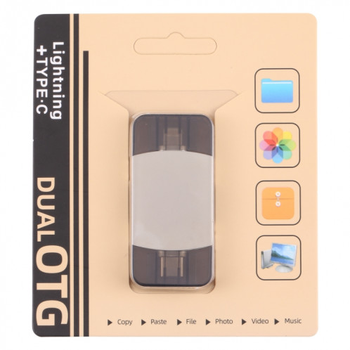 4 sur 1 8 broches + USB-C / Type-C Mâle à USB 3.0 + USB Female Lecteur de carte OTG OTG SH19051621-07