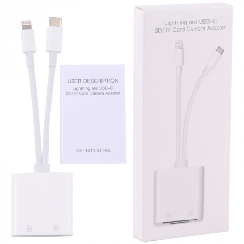 NK-101Y ST Pro 8 broches + USB-C / Type-C à l'adaptateur de caméra de carte SD / TF SH19061732-07