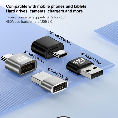 Adaptateur USB 2.0 femelle vers type-C mâle (argent) SH922S955-04