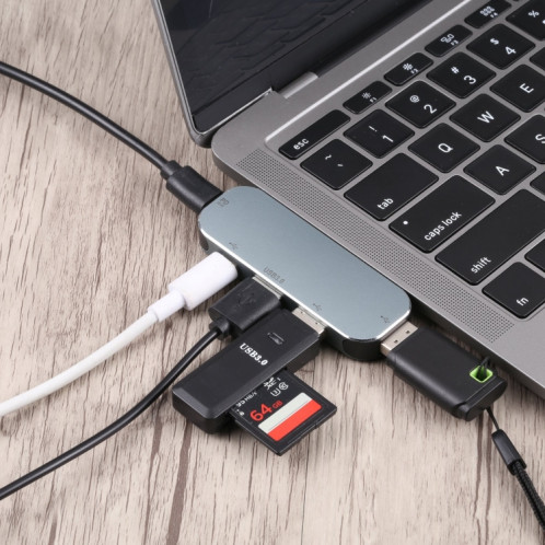 5 in 1 USB-C / Type-C Male to Dual USB-C / Type-C + Dual USB + USB 3.0 Female Adapter SH1927315-04