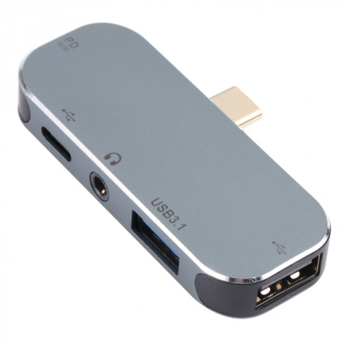 5 en 1 Homme USB-C / Type-C à Dual USB-C / Type-C + 3.5mm Aux + Adaptateur USB USB 3.1 + USB SH19281290-04