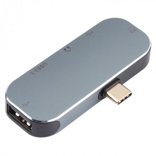 5 en 1 Homme USB-C / Type-C à Dual USB-C / Type-C + 3.5mm Aux + Adaptateur USB USB 3.1 + USB SH19281290-04