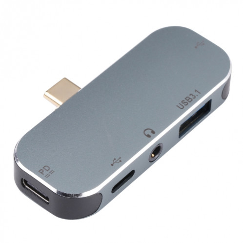 5 en 1 Homme USB-C / Type-C à Dual USB-C / Type-C + 3.5mm Aux + Adaptateur USB USB 3.1 + USB SH19281290-04