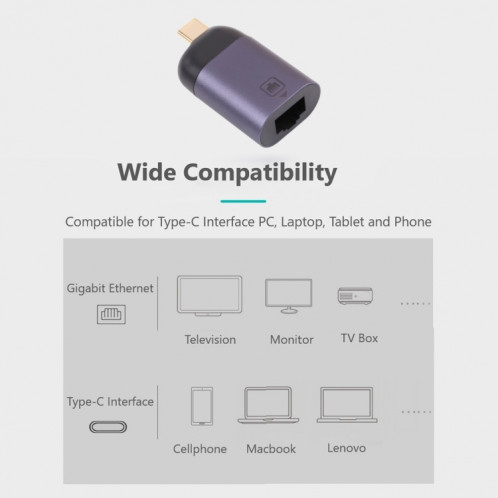 USB-C / TYPE-C mâle à 100m RJ45 Adaptateur femelle SH1943930-07
