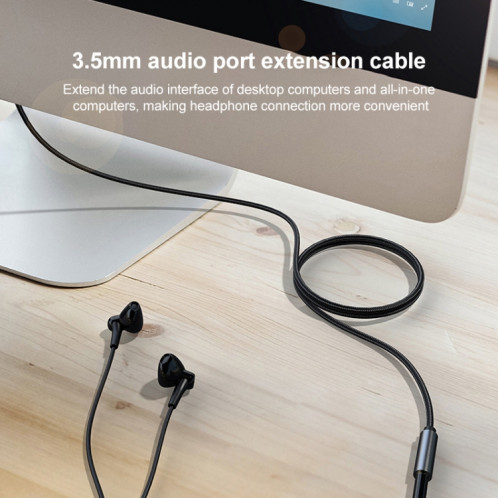 A13 Câble d'extension audio femelle de 3,5 mm à 3,5 mm, longueur de câble: 1,5 m (gris argenté) SH65SH1243-07