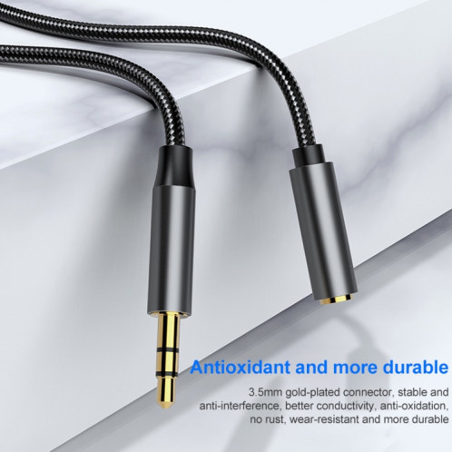 A13 Câble d'extension audio femelle de 3,5 mm à 3,5 mm, longueur de câble: 1m (gris argenté) SH66SH745-07