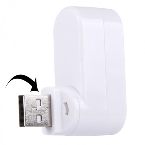 Rotation de 180 degrés tête USB 3 Ports USB 2.0 Portable HUB (blanc) S1010W1303-06