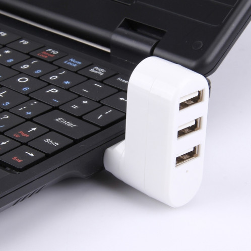Rotation de 180 degrés tête USB 3 Ports USB 2.0 Portable HUB (blanc) S1010W1303-06