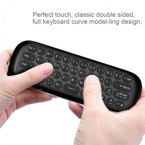 W1 Wireless QWERTY 57 touches clavier 2.4G Air Mouse Télécommande avec indicateur LED pour Android TV Box, Mini PC, Smart TV, Projecteur, HTPC, PC / TV tout-en-un SH2033293-010