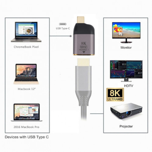 Adaptateur mâle HDMI HDMI 8K 60Hz HDMI sur USB-C / C / C SH2035784-07