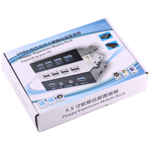 3.5 pouces Floppy Expansion Bay Panneau avant 4 Ports USB 2.0 HUB Adaptateur Connecteur (Noir) S3052B1171-07