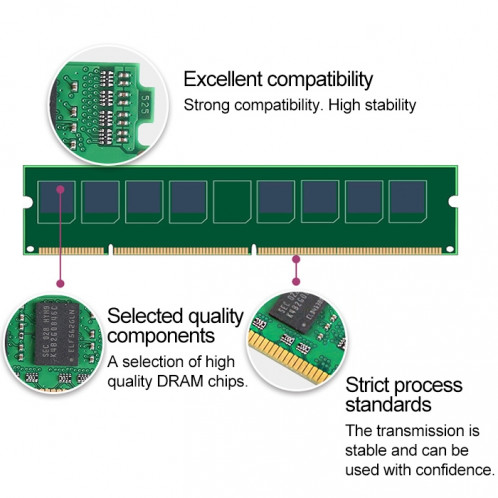 Module de mémoire RAM JingHai 1.5V DDR3 1333 / 1600MHz 4GB pour PC de bureau SJ2067424-05