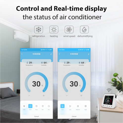 Neo NAS-RT01W WiFi Smart Color Screen infrarouge Air Climostat Thermostat (noir) SN087B34-014