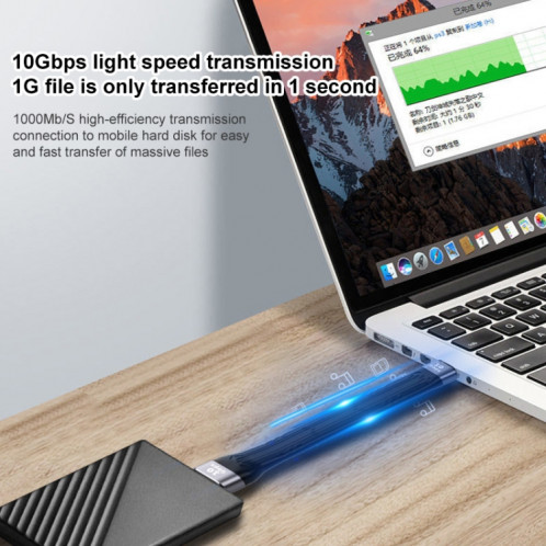 10 Gops USB Male à Type-C Femelle Soft Flat Sync Data Câble de chargement rapide SH2102134-05