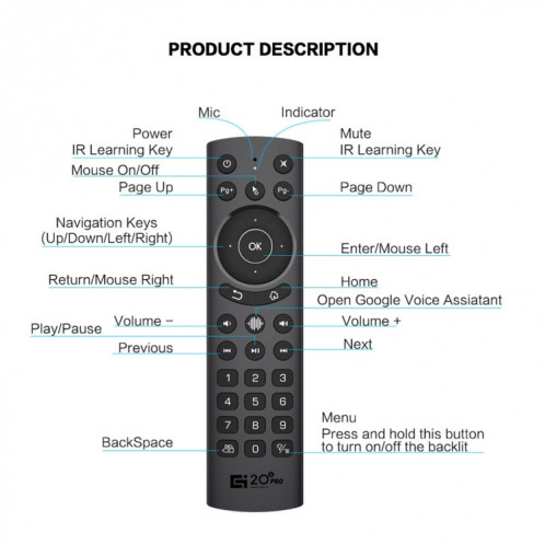 Backlight G20S Pro Voice Version 2.4G Air Mouse Remote Control SH2116271-07