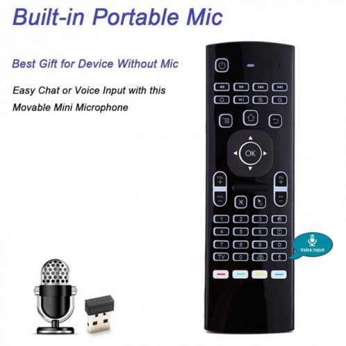 Voix MX3-L avec télécommande de clavier sans fil de souris à air moule à 2,4 GHz 2,4 GHz SH2122498-07