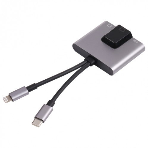 NK-1056PRO 3 en 1 8 broches + USB-C / Type-C mâle à 8 broches Chargements + Ethernet + 3.5mm Écouteur Adaptateur femelle SH21231493-06