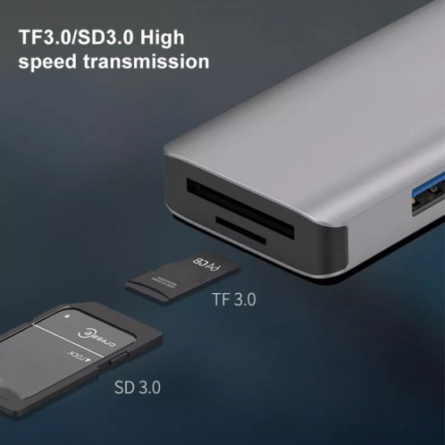 NK-3049HD 6 en 1 Mâle USB à la fente de carte MS / TF + USB 3.0 + 3 USB 2.0 Adaptateur femelle SH2124704-07